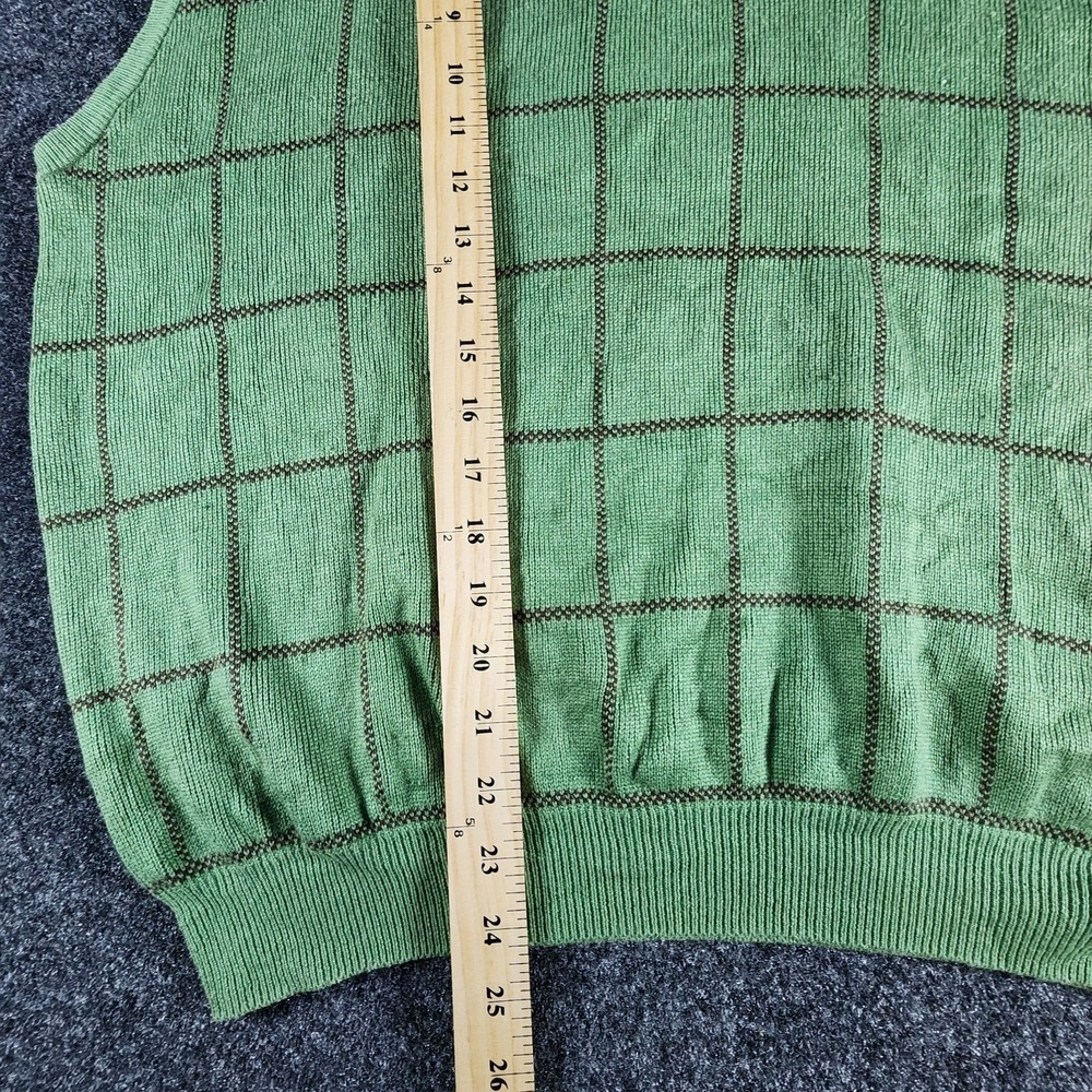Paul Frederick Silk Cashmere Blend Sweater Vest‎ Men's L Green V-neck Casual Dad - Picture 6 of 6